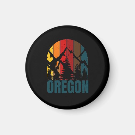 Oregon Bergen Retro Vintage Magneet (Voorkant)