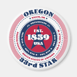 Oregon Cirkel Typografie Souvenir Magneet