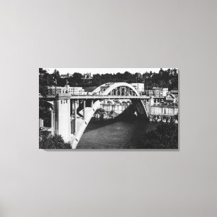 Oregon City, OF Highway Bridge over Willamette Canvas Afdruk