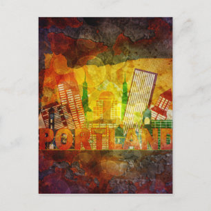 Oregon Cityscape in Map Grunge Background Illustr Briefkaart