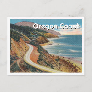 Oregon Coast Vintage Illustratie met Grote Naam Briefkaart