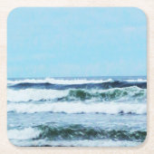 Oregon Coast Waves Vierkante Kartonnen Onderzetter (Voorkant)