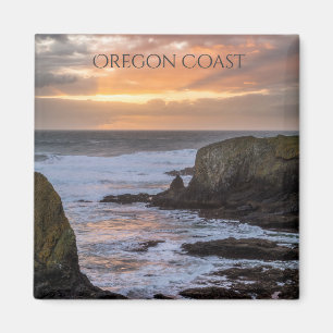 Oregon Coast Yaquina Sunset Ocean Photo Souvenir Magneet