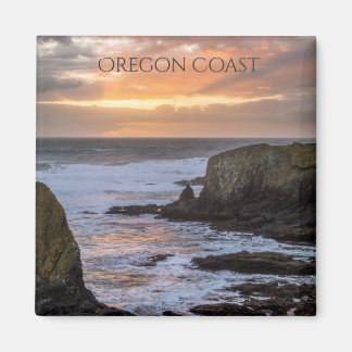Oregon Coast Yaquina Sunset Ocean Photo Souvenir Magneet