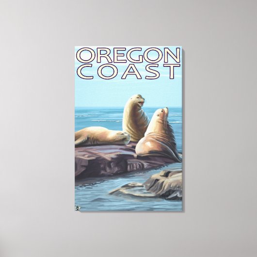 Oregon Coast Zee Lions Canvas Afdruk (Voorkant)