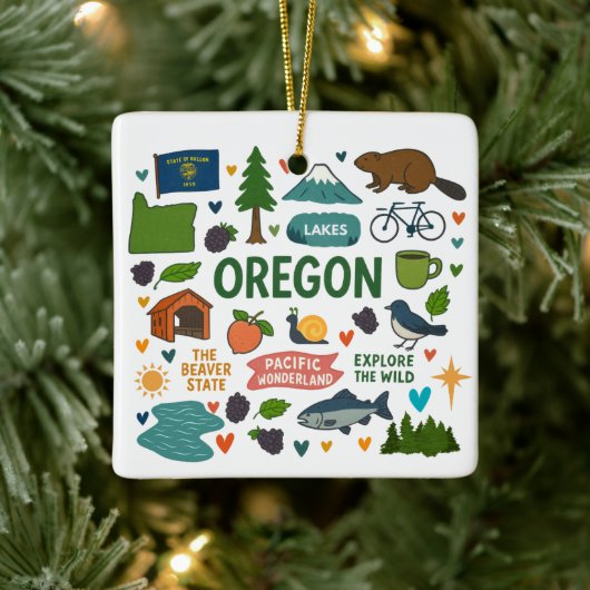 Oregon Custom Family Trip Christmas Keramisch Ornament (Boom)