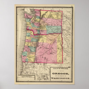 Oregon en het grondgebied van Washington Poster