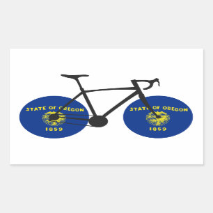 Oregon Flag Cycling Rechthoekige Sticker