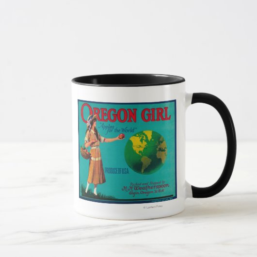 Oregon Girl Apple Crate LabelElgin, OF Mok (Rechts)