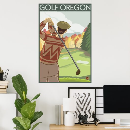 Oregon - Golf Scene Poster (Thuiskantoor)