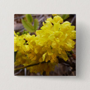 Oregon Grape Flowers Yellow Wildbloemen Vierkante Button 5,1 Cm