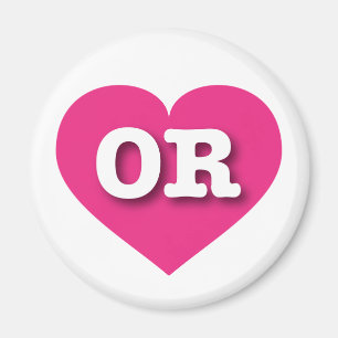 Oregon Hot Pink Heart - Ik hou van OR Magneet