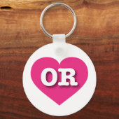 Oregon Hot Pink Heart - Ik hou van OR Sleutelhanger (Voorkant)