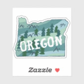 OREGON MAP Colour Pencil Art Sticker (Vel)