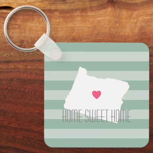 Oregon Map Home State Love met Custom Heart Sleutelhanger (Voorkant)