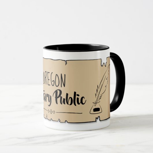 Oregon Notional Public Scroll Feather Quill Mok (Voorkant rechts)