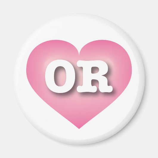 Oregon Pink Fade Heart - Ik hou van OR Magneet (Voorkant)
