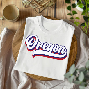 Oregon Rood Wit en Blauw Script T-shirt