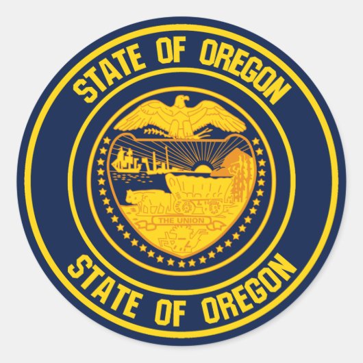 Oregon Round Emblem Ronde Sticker (Voorkant)