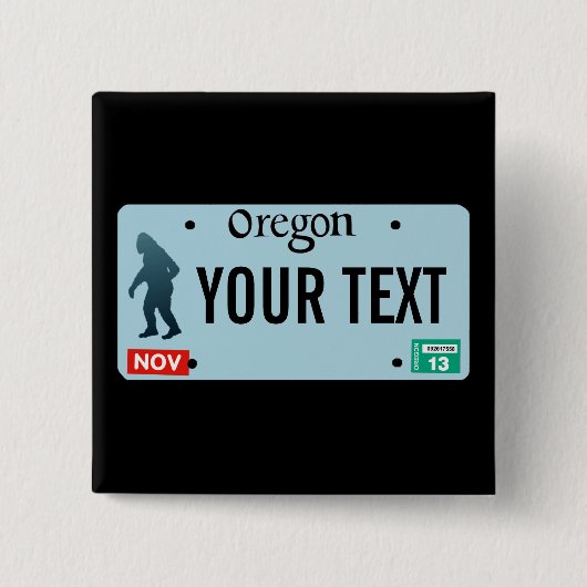 Oregon Sasquatch License Bord Vierkante Button 5,1 Cm (Voorkant)