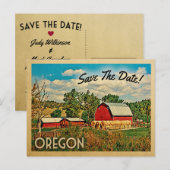 Oregon Save the Date Boerderij Barn Rustic Aankondigingskaart (Voorkant / Achterkant)