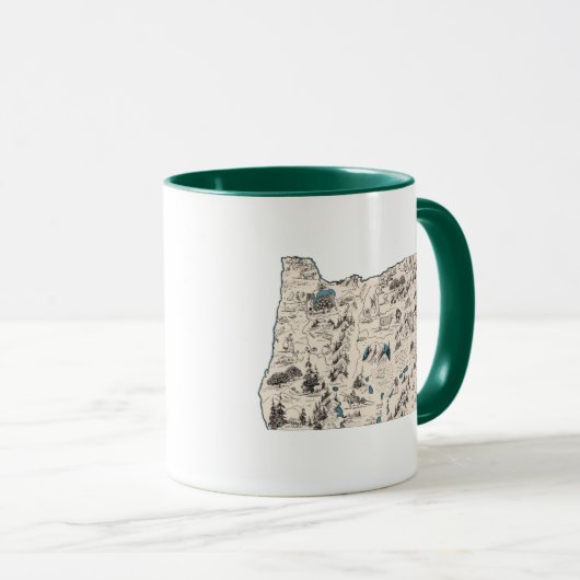 Oregon Shaped Antiek Chart  Afbeelding Map Mok (Voorkant rechts)