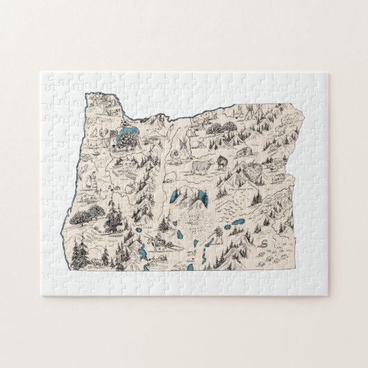 Oregon Shaped Beaver Oregonian Afbeelding Map Legpuzzel (Horizontaal)