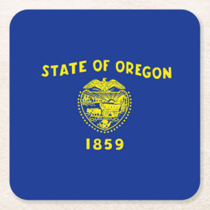 Oregon State Flag Design Vierkante Kartonnen Onderzetter