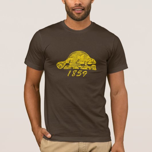 Oregon State Flag Grunge Beaver Brown T-shirt (Voorkant)