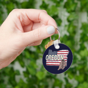 Oregon State Verenigde Staten Retrokaart USA Souve Sleutelhanger