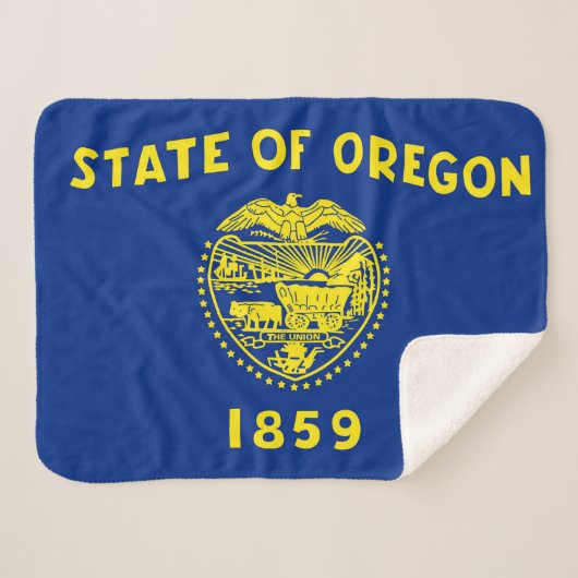 Oregon State Vlag Print Patriottisch Sherpa Deken (Voorkant (horizontaal))