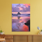 Oregon strand en zee stacks, zonsondergang canvas afdruk (Insitu (Woonkamer))