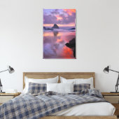 Oregon strand en zee stacks, zonsondergang canvas afdruk (Insitu (Slaapkamer))