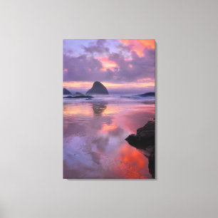 Oregon strand en zee stacks, zonsondergang canvas afdruk