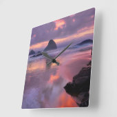 Oregon strand en zee stacks, zonsondergang vierkante klok (Hoek)