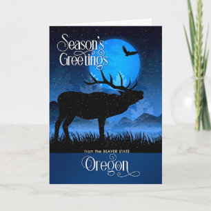 Oregon The Beaver State Season's Greetings Moose Feestdagen Kaart