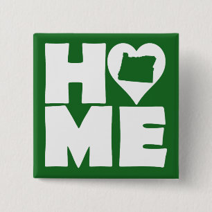 Oregon Thuis Hart Staat Knoop Badge Speld Vierkante Button 5,1 Cm