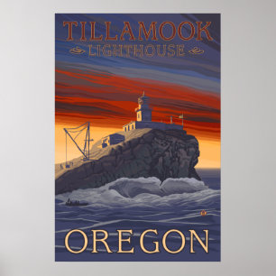 Oregon - Tillamook Lighthouse Vintage Travel Poste Poster
