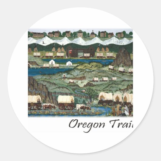 Oregon Trail Ronde Sticker (Voorkant)