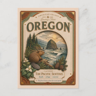 Oregon Vintage Paper Cut American Arcana Briefkaart