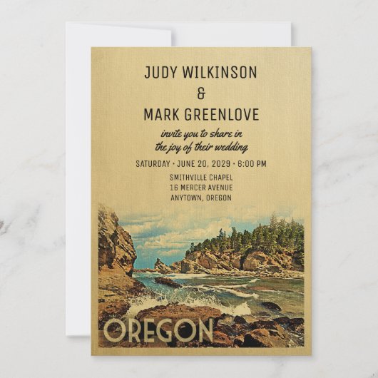 Oregon Wedding Invitation midden-eeuw Kaart (Voorkant)