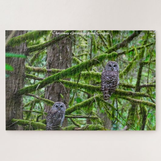 Oregon Wild Owl.Kerstgroet Legpuzzel (Horizontaal)