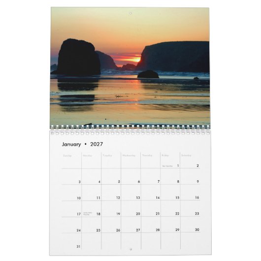 Oregon Zonsondergangen Kalender (Jan 2027)