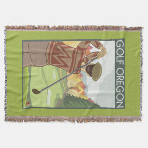 OregonGolf Scene Vintage Travel Poster Deken