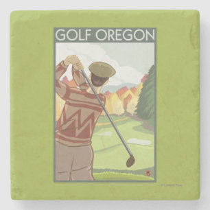 OregonGolf Scene Vintage Travel Poster Stenen Onderzetter