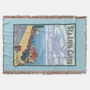 OregonSea Lion Caves Vintage Travel Poster Deken