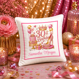 Oreiller 30e Anniversaire Rose Magenta Brillante P
