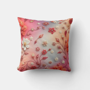 Oreiller à accent floral brodé imprimé romantique