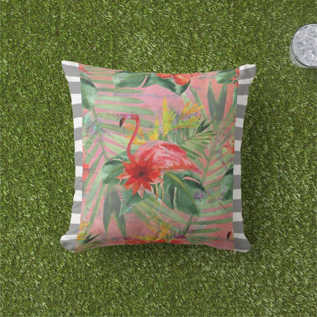 Oreiller à Flamant rose rose (Herbe)