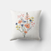 Oreiller à fleurs sauvages aquarelle avec monogram (Verso)